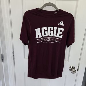 Adidas Texas A&M Aggie Football Burgundy Men's Medium Tee